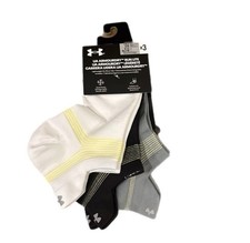 Under Armour 3 Pair ArmourDry Run Lite NO SHOW TAB Socks MEDIUM 7-8.5 W/B/T