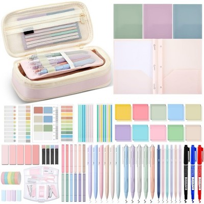 Sinload 72 Pcs Aesthetic School Supplies with Pencil Case 4 Prong Folders 12 ...