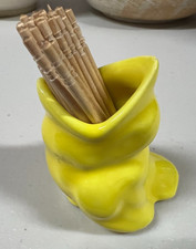 Collectible Porcelain YELLOW BIRD TOOTHPICK HOLDER Vintage, ADORABLE