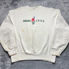 Vintage 1996 Champion Atlanta Summer Olympics Sweatshirt Mens Medium White