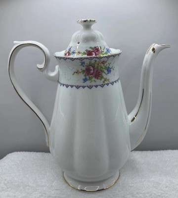 ROYAL ALBERT PETIT POINT COFFEE POT 9 1/4 Unused Mint Bone China