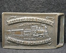 XB17156 VINTAGE 1970s  WELLS FARGO  COMPANY  BANKERS  FORWARDERS BELT BUCKLE