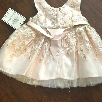 Couture Princess Dress Girls 6M Pink Gold Floral Fit Flare Embroidered Tulle  | eBay