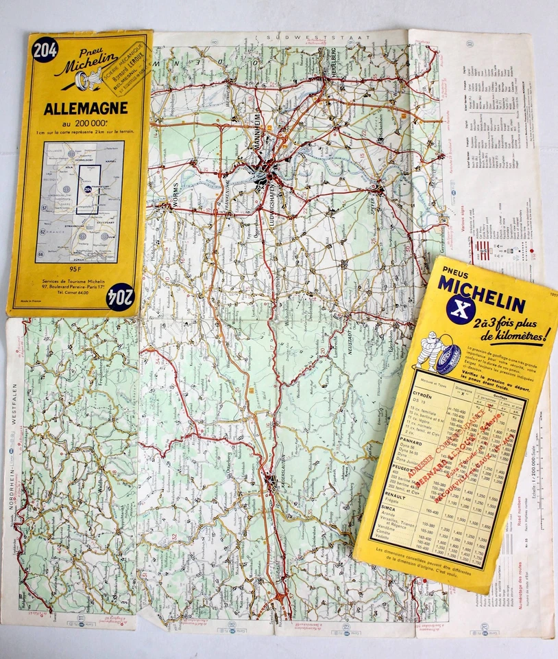 CARTE MICHELIN ALLEMAGNE 1957 N°204 FRANKFURT - SIEGEN ANCIEN GUIDE PLAN ROUTIER - Photo 1/1