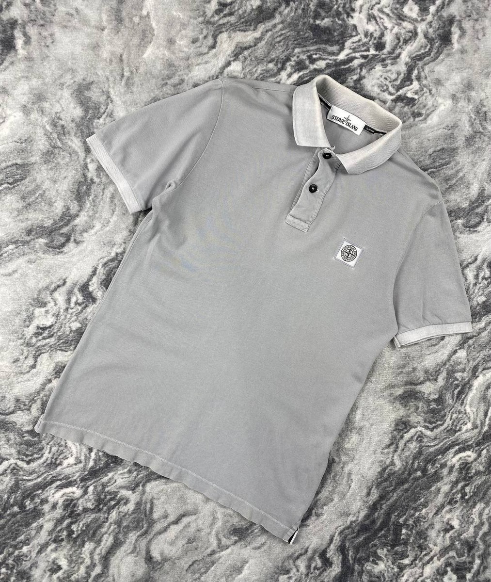 トップス VINTAGE STONE  BUTTON POLO SHIRTS Vintage Stone Island Polo Shirt Garment Dyed Patch Program Men