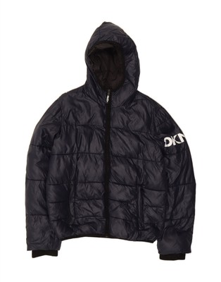 DKNY Herren Graphic Hooded Padded Jacket UK 36 Small Navy Blue Nylon DD61