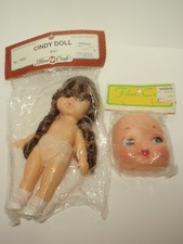 Lot 2 Vtg Fibre Craft Doll Pieces: Cindy Doll & Face w/ Hands