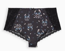Torrid Black Blue Floral Microfiber Lace Mid Rise Brief Size 2X