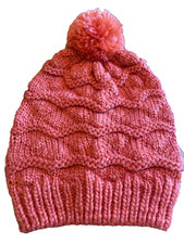 Knit Beanie Hat Orange Cozy Winter Toddler with Pom Pom Soft Stretchy