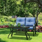 2PCS Outdoor Loveseat & Table Set Cushioned Patio Furniture Set Yard Garden