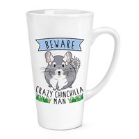 Beware VerrüCkte Chinchilla Mann 483Ml Groß Latte Becher Tasse - Lustig Tiere