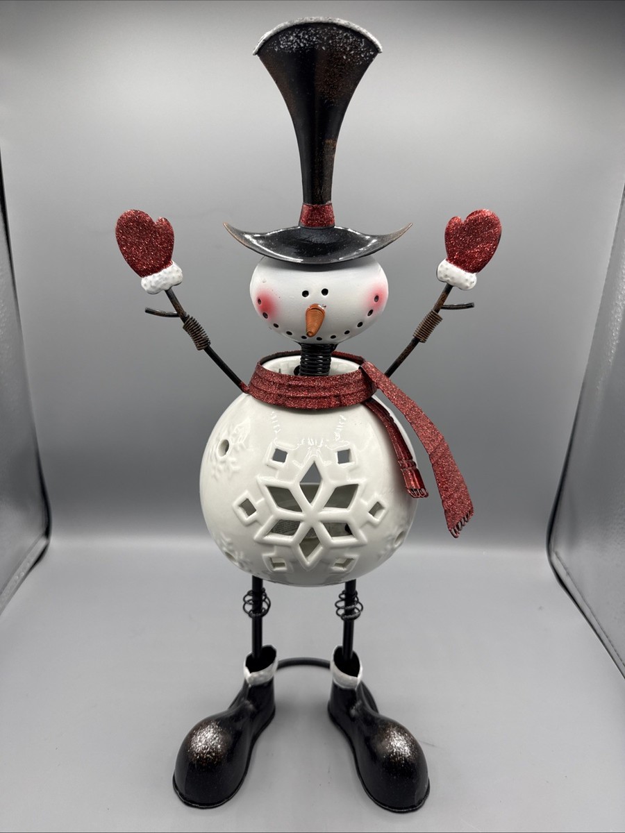 Pier 1 Imports 16” Bobblehead Snowman Tealight Candle Holder