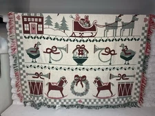 🎄 Vintage Crown Crafts Christmas Throw Blanket – Made in USA – New with Tag! 🎄