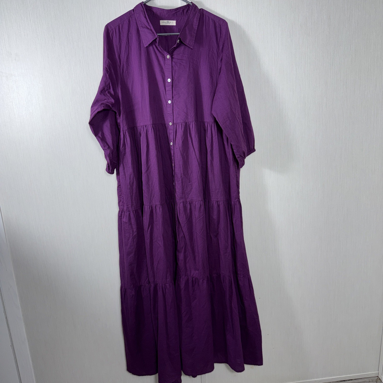 Natural Life Purple Tiered Maxi Dress Boho Cottagecore Size L