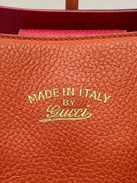 Gucci детей качели сумка с короткими ручками кожи оранжевый подлинность - Изображение 3 из 4