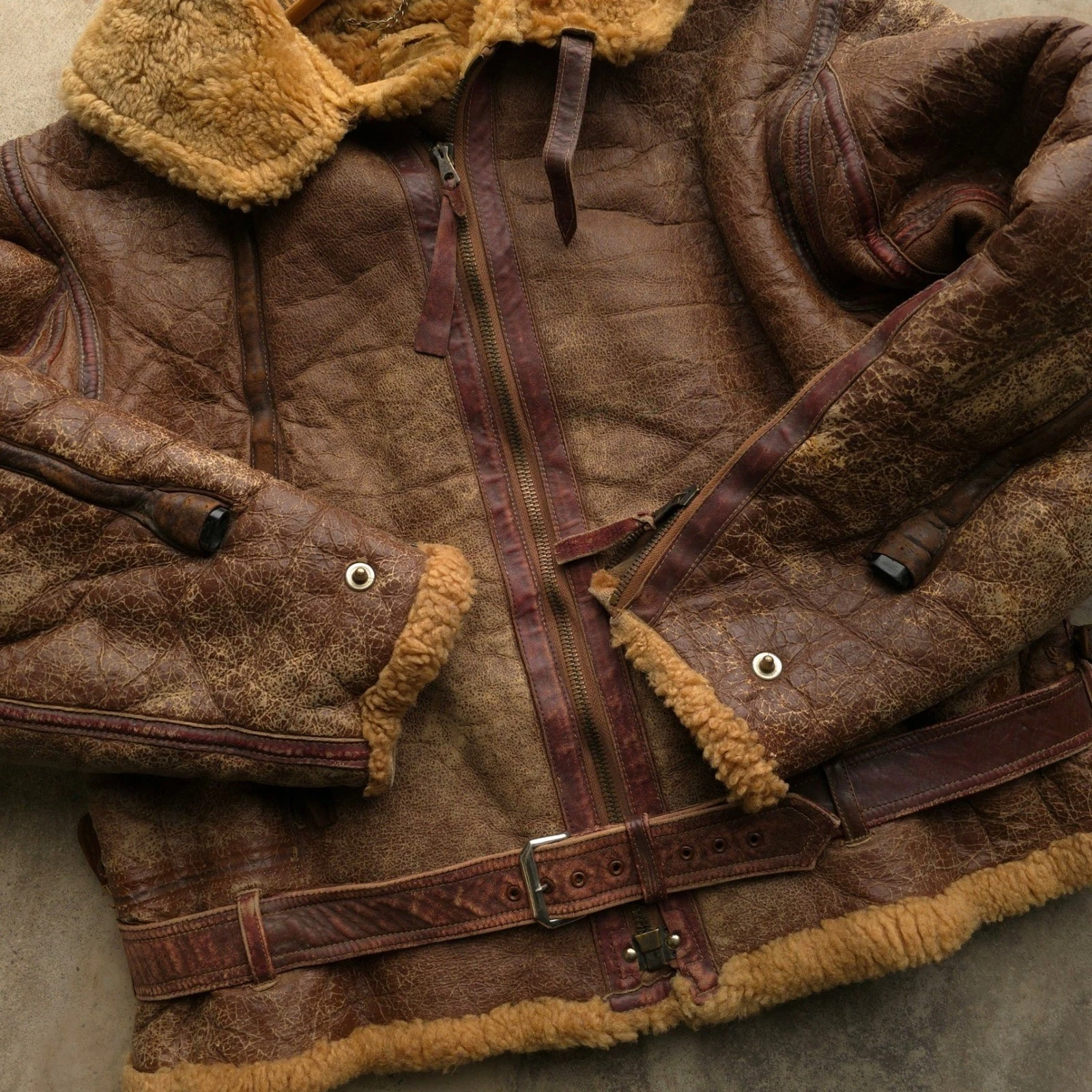 Vintage 1930s Brown Irvin Flight Jacket 40 WW2 RAF Shearling Sheepskin image 8