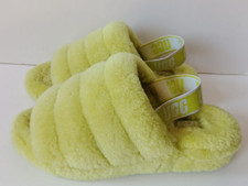 UGG Fluff Yeah Sheepskin Slides Sandals Slippers Key Lime Neon Green Size 9