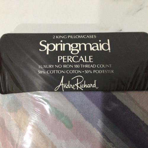 Fundas de almohada Springmaid Andre Richard 2 King de colección sombras plateadas 2 rosas EE. UU. NUEVAS - Imagen 4 de 4