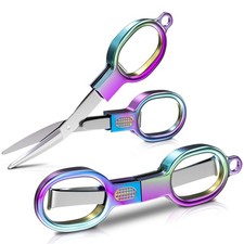 Stainless Steel Mini Folding Scissors - 2 Piece Portable Travel Silver