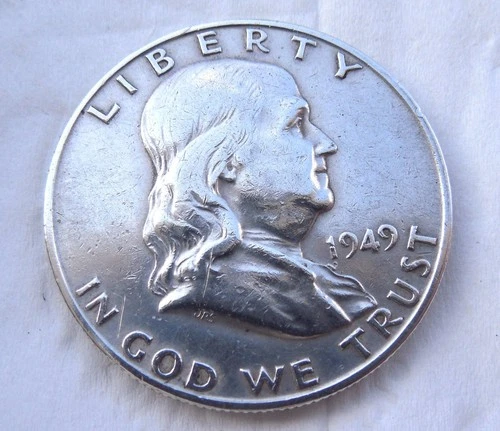 1949-D* FRANKLIN HALF DOLLAR ~ 90% SILVER U.S. 50c COIN ~ "NICE" AU RARE DENVER*
