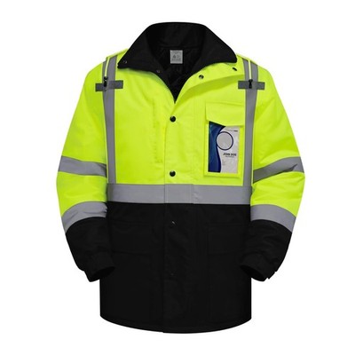 TCCFCCT Men's Class 3 Hi-Vis Jacket, Reflective, Waterproof, Yellow, XL