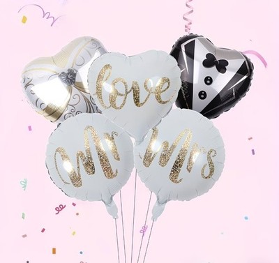 Set of 5 MR & MRS Foil Mylar Balloons for Wedding Celebrations Engagement Party