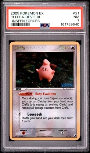 Pokemon Cleffa Reverse Holo EX Unseen Forces 21/115 PSA 7