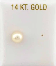GENUINE PEARL STUD Single EARRING 14K YELLOW GOLD - New With Tag - 8 mm