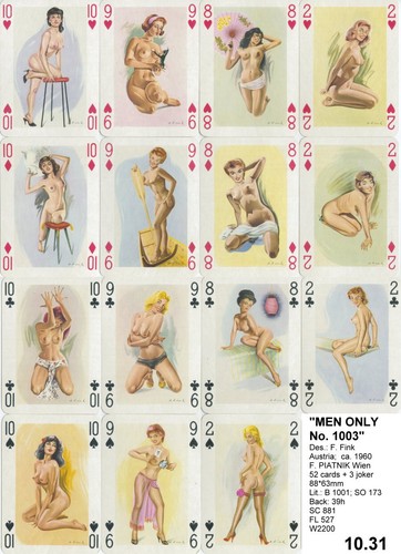 Spielkarten playing cards Erotic Sexy Nude Pin up A 1960 Piatnik MEN ONLY E10.31 - Bild 2 von 3