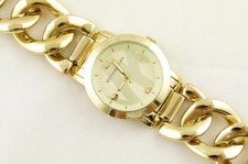 NEW-MICHAEL KORS RUNWAY TWIST GOLD TONE CHAIN ROUND GOLD DIAL WATCH MK3161+BOX