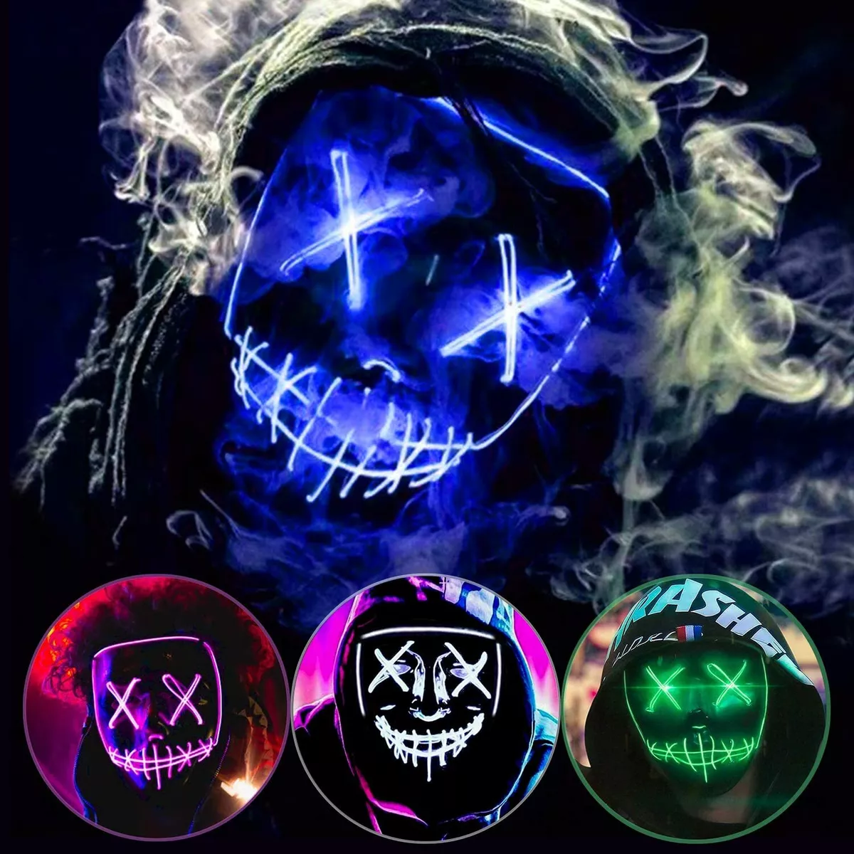 Neon White Red Mask for Cosplay Halloween 3D Print Model