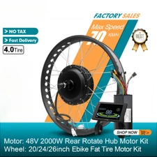 Electric Bike Conversion Kit 48V 2000W 4.0Tyre Rear Rotate Hub Motor 20/24/26in