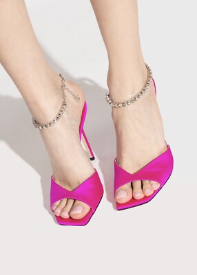 Jimmy Choo Saeda Satin Crystal Ankle-Strap Sandals size 38