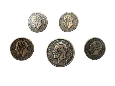 Vintage George V Masonic Button Set Docendo Discimus Ex Nihilo Nihil - Rare