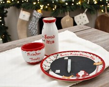 Child to Cherish Santa Cookie Plate Set with Milk Jug Reindeer Bowl