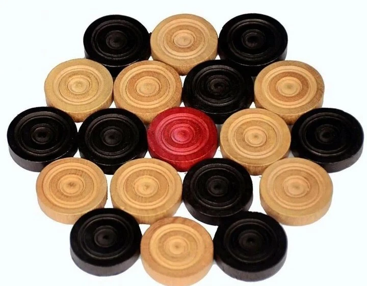 24 Wooden Carrom Board Coins Pieces for Playing Indoor Games Carom - Image 2 of 3