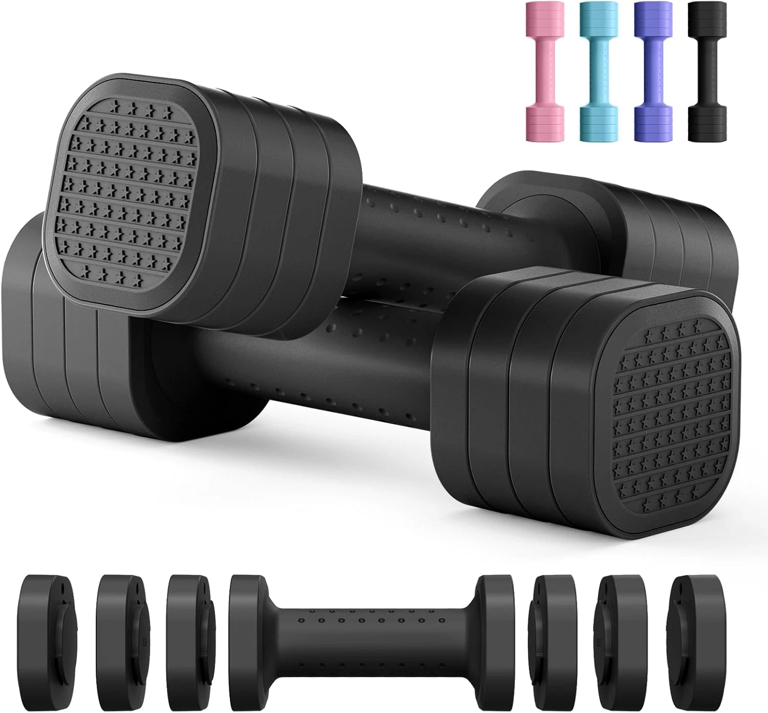 Adjustable Dumbbell Set of 2, 4 in 1 Free Weights Dumbbells Set for Women, Hand
