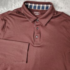 UNTUCKit Damaschino Polo Shirt Mens XL Brown Soft Cotton Long Sleeve Casual