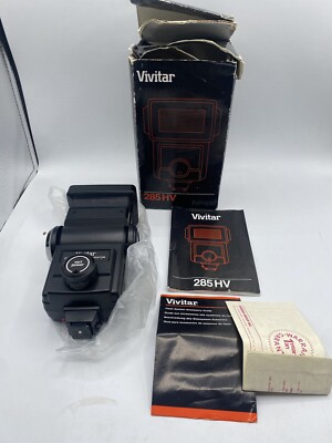 Vivitar 285 HV Auto Electronic Flash Zoom Thyristor Box and Manual Tested