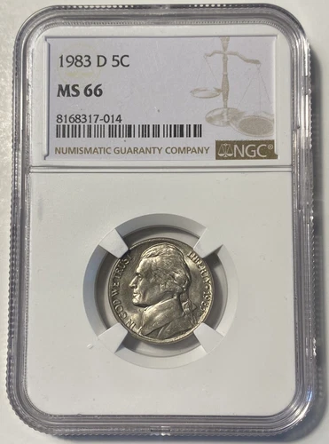 🔥 1983 D Jefferson Nickel 5C NGC MS66 🔥