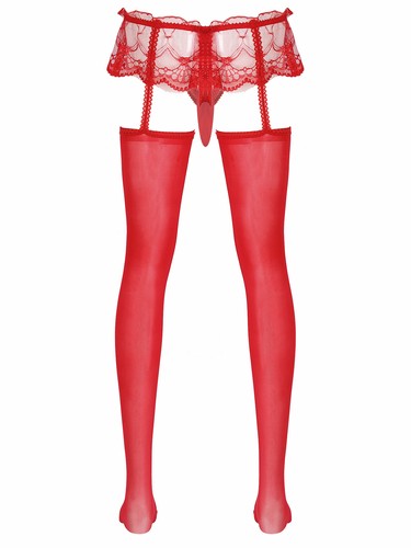 Medias sexy de encaje Sissy para hombre lencería transparente elegantes disfraces ropa de dormir ropa interior - Imagen 63 de 100