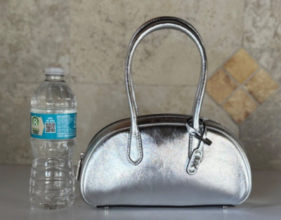 MICHAEL KORS LULU SMALL MINI DUFFLE SATCHEL LEATHER BAG SILVER | eBay