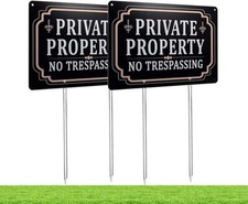 Kichwit 2 Pack Private Property No Trespassing Sign, Aluminum, 12" x 8", 14"...