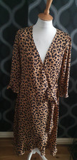 Brave Soul Leopard Print Wrap Over Style Dress Size S