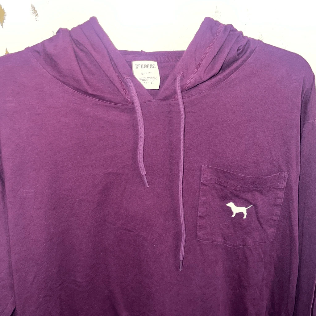 UNDERCOVER Victoria's Secret ROSA felpa leggera con cappuccio bordeaux taglia M