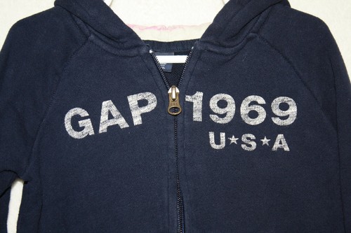 baby GAP Kids Navy Blue White Red Hooded Zipped Sweatshirt Size 4 Years - Picture 5 of 7