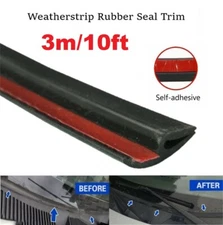 10FT/3M T-Shape Car Windshield Rubber Seal Strip Hood Moulding Trim Weatherstrip