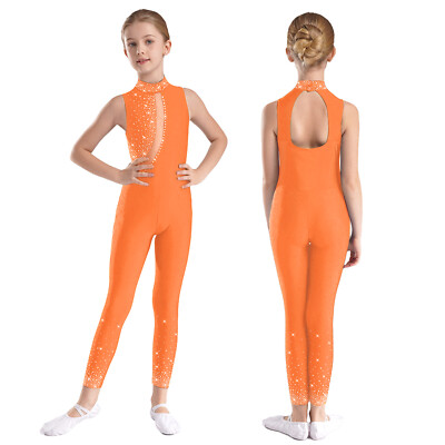 DE Kinder Mädchen Jumpsuit Wettbewerb Bodysuit Athletisch Unitard Trikot Team
