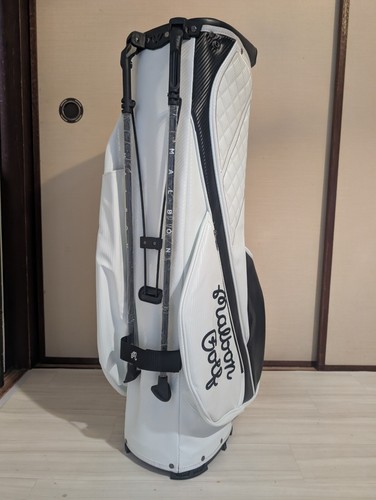 MALBON GOLF Caddy Bag White artificial leather 2 Covers Type 9.0 Japan - Picture 5 of 7