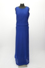 180 393 Javier Simorra Damen Kostüm Kleid  2 Teiler Rock Gr. 32 Top Gr. 36 blau